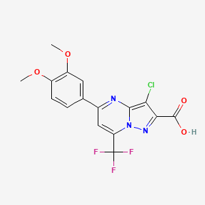 molecular formula C16H11ClF3N3O4 B1299416 3-氯-5-(3,4-二甲氧基苯基)-7-(三氟甲基)吡唑并[1,5-a]嘧啶-2-羧酸 CAS No. 312922-10-4