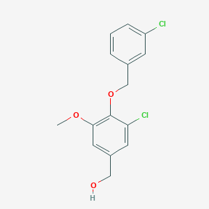 molecular formula C15H14Cl2O3 B12994224 (3-Chloro-4-((3-chlorobenzyl)oxy)-5-methoxyphenyl)methanol 