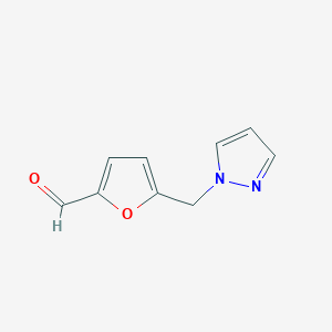 molecular formula C9H8N2O2 B12994229 5-((1H-Pyrazol-1-yl)methyl)furan-2-carbaldehyde 