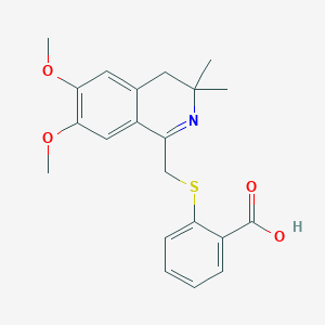 molecular formula C21H23NO4S B1299423 2-(6,7-Dimethoxy-3,3-dimethyl-3,4-dihydro-isoquinolin-1-ylmethylsulfanyl)-benzoic acid CAS No. 332358-89-1