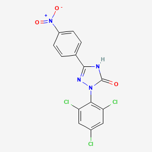 molecular formula C14H7Cl3N4O3 B12994275 5-(4-Nitrophenyl)-2-(2,4,6-trichlorophenyl)-1H-1,2,4-triazol-3(2H)-one 