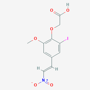 molecular formula C11H10INO6 B12994284 {2-iodo-6-methoxy-4-[(E)-2-nitroethenyl]phenoxy}acetic acid 