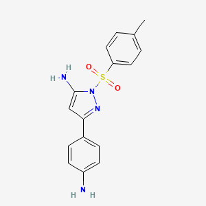 molecular formula C16H16N4O2S B12994301 3-(4-Aminophenyl)-1-tosyl-1H-pyrazol-5-amine 