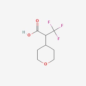 molecular formula C8H11F3O3 B12994406 3,3,3-Trifluoro-2-(tetrahydro-2H-pyran-4-yl)propanoic acid 