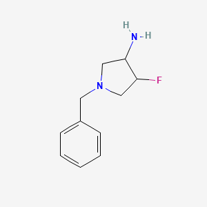 molecular formula C11H15FN2 B12994528 1-Benzyl-4-fluoropyrrolidin-3-amine 