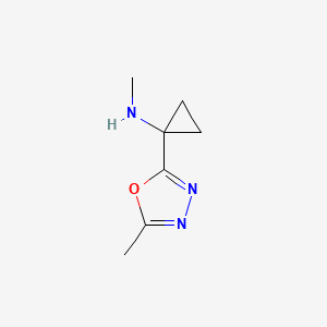 molecular formula C7H11N3O B12994614 N-Methyl-1-(5-methyl-1,3,4-oxadiazol-2-yl)cyclopropan-1-amine 