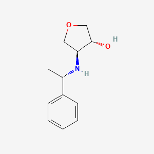 molecular formula C12H17NO2 B12994627 (3R,4S)-4-(((S)-1-Phenylethyl)amino)tetrahydrofuran-3-ol 