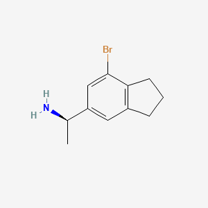 molecular formula C11H14BrN B12994631 (R)-1-(7-Bromo-2,3-dihydro-1H-inden-5-yl)ethan-1-amine 