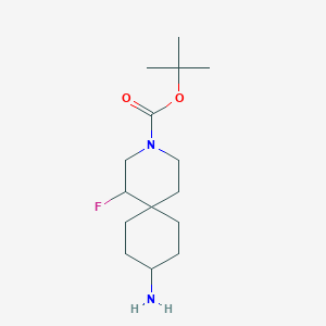 molecular formula C15H27FN2O2 B12994778 tert-Butyl 9-amino-1-fluoro-3-azaspiro[5.5]undecane-3-carboxylate CAS No. 2306265-54-1