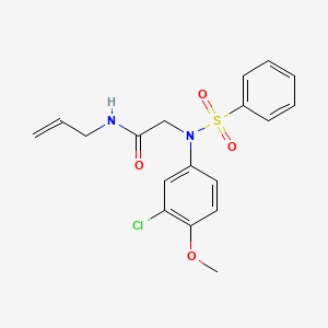 molecular formula C18H19ClN2O4S B1299480 2-[N-(benzenesulfonyl)-3-chloro-4-methoxyanilino]-N-prop-2-enylacetamide CAS No. 6226-55-7