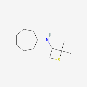 molecular formula C12H23NS B12994828 N-Cycloheptyl-2,2-dimethylthietan-3-amine 