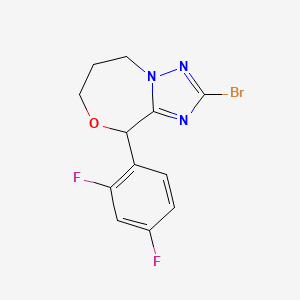 molecular formula C12H10BrF2N3O B12994915 2-Bromo-9-(2,4-difluorophenyl)-6,7-dihydro-5H,9H-[1,2,4]triazolo[5,1-c][1,4]oxazepine 