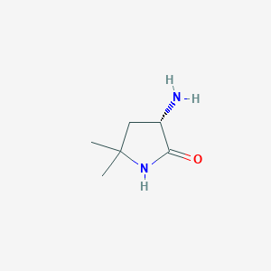 molecular formula C6H12N2O B12994954 (S)-3-Amino-5,5-dimethylpyrrolidin-2-one 