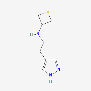 molecular formula C8H13N3S B12994963 N-(2-(1H-Pyrazol-4-yl)ethyl)thietan-3-amine 