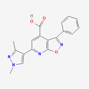 molecular formula C18H14N4O3 B12994980 6-(1,3-Dimethyl-1H-pyrazol-4-yl)-3-phenylisoxazolo[5,4-b]pyridine-4-carboxylic acid 