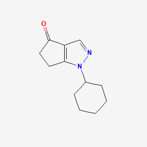 molecular formula C12H16N2O B12994995 1-Cyclohexyl-5,6-dihydrocyclopenta[c]pyrazol-4(1H)-one 