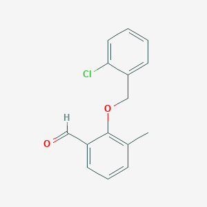 molecular formula C15H13ClO2 B12995005 2-((2-Chlorobenzyl)oxy)-3-methylbenzaldehyde 