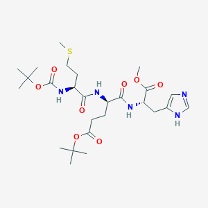 molecular formula C26H43N5O8S B12995027 Methyl (6S,9R,12S)-12-((1H-imidazol-5-yl)methyl)-9-(3-(tert-butoxy)-3-oxopropyl)-2,2-dimethyl-6-(2-(methylthio)ethyl)-4,7,10-trioxo-3-oxa-5,8,11-triazatridecan-13-oate 