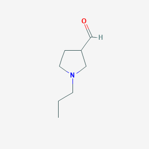 molecular formula C8H15NO B12995037 1-Propylpyrrolidine-3-carbaldehyde 