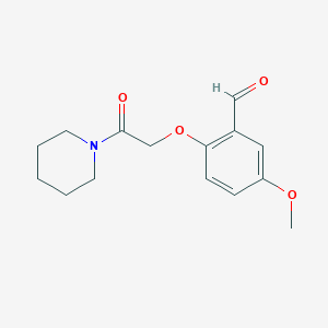 molecular formula C15H19NO4 B12995041 5-Methoxy-2-(2-oxo-2-(piperidin-1-yl)ethoxy)benzaldehyde 