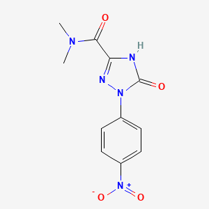 molecular formula C11H11N5O4 B12995079 N,N-Dimethyl-1-(4-nitrophenyl)-5-oxo-2,5-dihydro-1H-1,2,4-triazole-3-carboxamide 