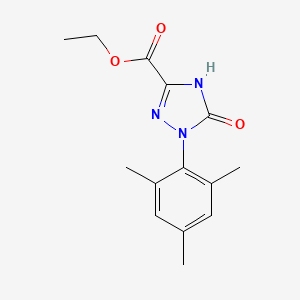 molecular formula C14H17N3O3 B12995116 Ethyl 1-mesityl-5-oxo-2,5-dihydro-1H-1,2,4-triazole-3-carboxylate 