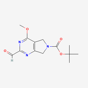 molecular formula C13H17N3O4 B12995119 tert-Butyl 2-formyl-4-methoxy-5,7-dihydro-6H-pyrrolo[3,4-d]pyrimidine-6-carboxylate 