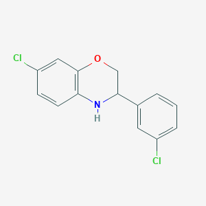 molecular formula C14H11Cl2NO B12995148 7-Chloro-3-(3-chlorophenyl)-3,4-dihydro-2H-benzo[b][1,4]oxazine 