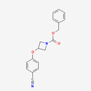 molecular formula C18H16N2O3 B12995161 Benzyl 3-(4-cyanophenoxy)azetidine-1-carboxylate 