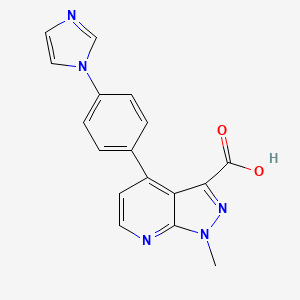 molecular formula C17H13N5O2 B12995177 4-(4-(1H-Imidazol-1-yl)phenyl)-1-methyl-1H-pyrazolo[3,4-b]pyridine-3-carboxylic acid CAS No. 1354706-33-4