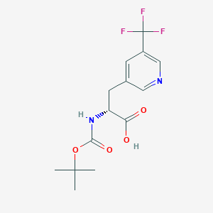 molecular formula C14H17F3N2O4 B12995214 (R)-2-((tert-Butoxycarbonyl)amino)-3-(5-(trifluoromethyl)pyridin-3-yl)propanoic acid 