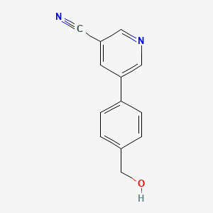 molecular formula C13H10N2O B12995253 5-(4-(Hydroxymethyl)phenyl)nicotinonitrile 