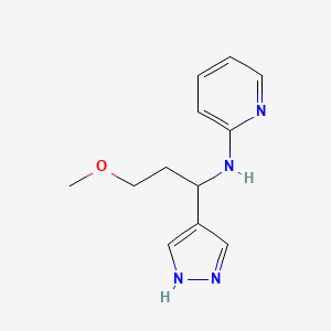 molecular formula C12H16N4O B12995266 N-(3-Methoxy-1-(1H-pyrazol-4-yl)propyl)pyridin-2-amine 