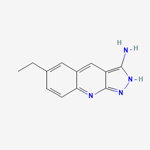 molecular formula C12H12N4 B1299531 6-乙基-1H-吡唑并[3,4-b]喹啉-3-胺 CAS No. 462067-01-2