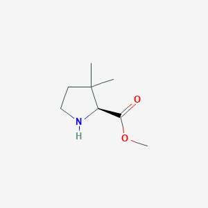 molecular formula C8H15NO2 B12995366 (S)-Methyl 3,3-dimethylpyrrolidine-2-carboxylate CAS No. 701197-44-6