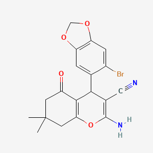 2-Amino-4-(6-bromobenzo[d][1,3]dioxol-5-yl)-7,7-dimethyl-5-oxo-5,6,7,8-tetrahydro-4H-chromene-3-carbonitrile