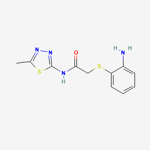 molecular formula C11H12N4OS2 B1299545 2-(2-Amino-phenylsulfanyl)-N-(5-methyl-[1,3,4]thiadiazol-2-yl)-acetamide CAS No. 436094-55-2