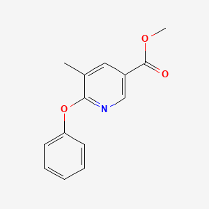 molecular formula C14H13NO3 B12995497 Methyl 5-methyl-6-phenoxynicotinate 