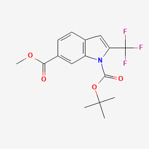 molecular formula C16H16F3NO4 B12995502 1-tert-butyl 6-methyl 2-(trifluoromethyl)-1H-indole-1,6-dicarboxylate 