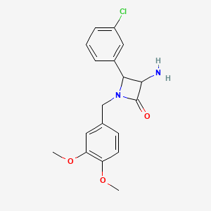 molecular formula C18H19ClN2O3 B12995549 3-Amino-4-(3-chlorophenyl)-1-(3,4-dimethoxybenzyl)azetidin-2-one 