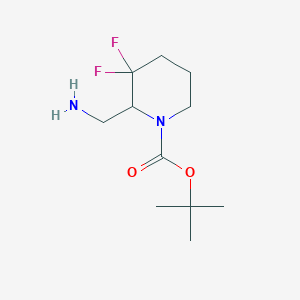 molecular formula C11H20F2N2O2 B12995561 tert-Butyl 2-(aminomethyl)-3,3-difluoropiperidine-1-carboxylate 