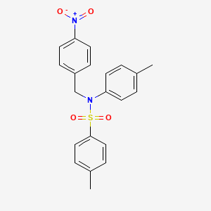 molecular formula C21H20N2O4S B12995649 4-Methyl-N-(4-nitrobenzyl)-N-(p-tolyl)benzenesulfonamide 