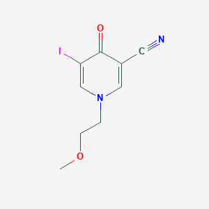 molecular formula C9H9IN2O2 B12995752 5-Iodo-1-(2-methoxyethyl)-4-oxo-1,4-dihydropyridine-3-carbonitrile 