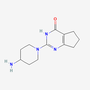 molecular formula C12H18N4O B12995753 2-(4-Aminopiperidin-1-yl)-6,7-dihydro-3H-cyclopenta[d]pyrimidin-4(5H)-one 