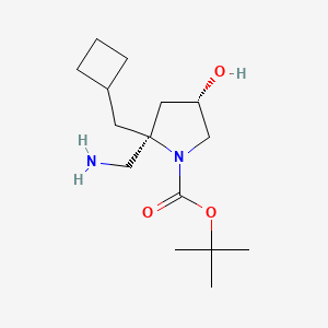 molecular formula C15H28N2O3 B12995760 tert-Butyl (2S,4S)-2-(aminomethyl)-2-(cyclobutylmethyl)-4-hydroxypyrrolidine-1-carboxylate 