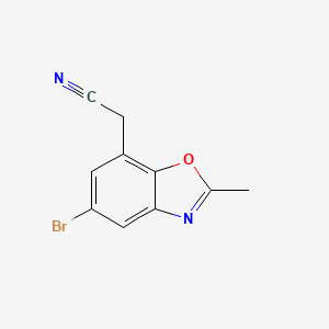 molecular formula C10H7BrN2O B12995859 2-(5-Bromo-2-methylbenzo[d]oxazol-7-yl)acetonitrile 