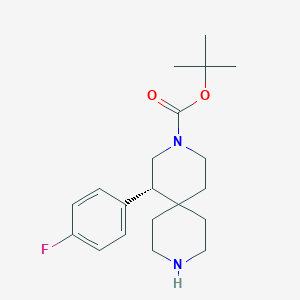 molecular formula C20H29FN2O2 B12995863 tert-Butyl (R)-1-(4-fluorophenyl)-3,9-diazaspiro[5.5]undecane-3-carboxylate 