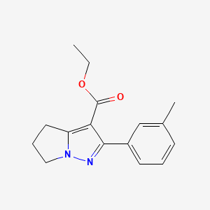 molecular formula C16H18N2O2 B12995909 Ethyl 2-(m-tolyl)-5,6-dihydro-4H-pyrrolo[1,2-b]pyrazole-3-carboxylate 