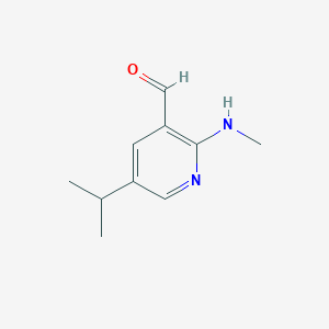 molecular formula C10H14N2O B12995981 5-Isopropyl-2-(methylamino)nicotinaldehyde 