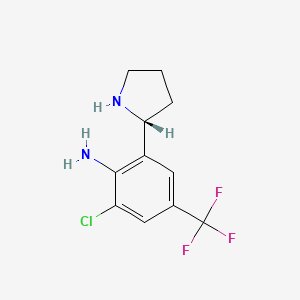 molecular formula C11H12ClF3N2 B12995991 (R)-2-Chloro-6-(pyrrolidin-2-yl)-4-(trifluoromethyl)aniline 